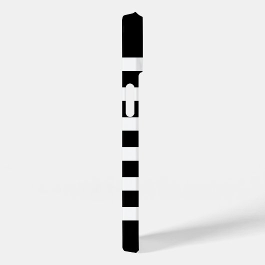 Monogramm schwarze und goldene Preppy-Streifen Case-Mate iPhone Hülle (Rückseite / Rechts)