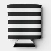 Monogramm schwarze und goldene Preppy-Streifen Dosenkühler (Rückseite)