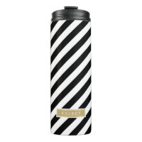 Monogramm schwarze und goldene Preppy-Streifen