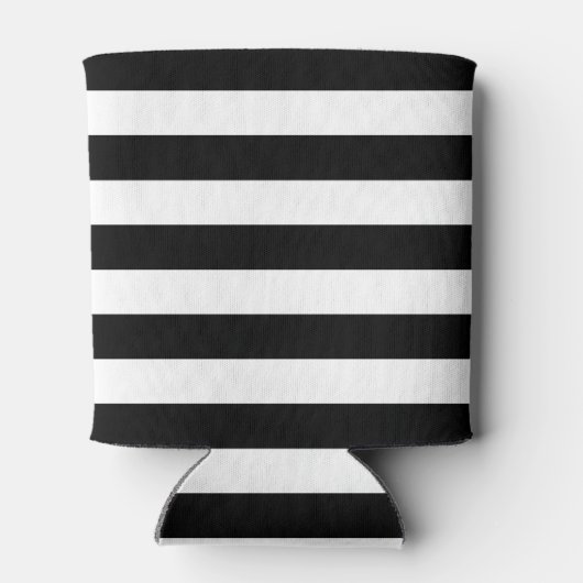 Monogramm schwarze und rosa Preppy-Streifen Dosenkühler (Rückseite)