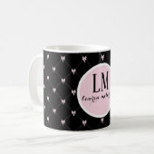 Monogramm Schwarze und rosa Schleife Schrift Kaffeetasse (Vorderseite Links)