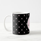 Monogramm Schwarze und rosa Schleife Schrift Kaffeetasse (Links)