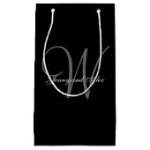 Monogramm-schwarze und silberne Hochzeit Kleine Geschenktüte (Vorderseite)