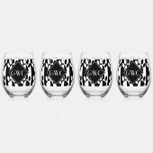 Monogramm schwarze und weiße Hundepasten und -stre Weinglas Ohne Stiel (Vorderseite)