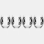 Monogramm schwarze und weiße Hundepasten und -stre Weinglas Ohne Stiel (Links)