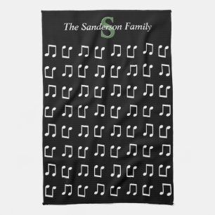 Monogramm Schwarze Weiße Musiknote Musik Geschirrtuch