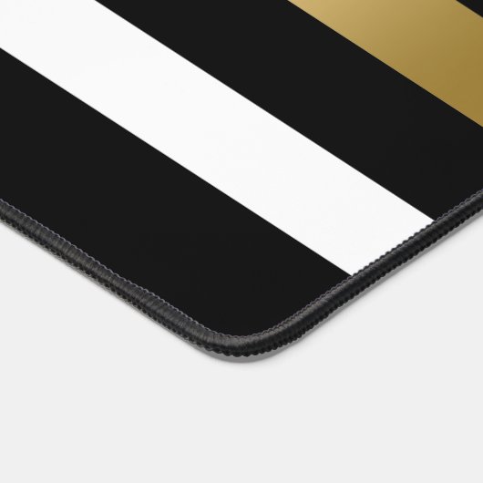 Monogramm schwarze, weiße und goldene Streifen Schreibtischunterlage (Ecke)