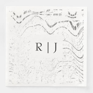 Monogramm Schwarze Weiße Wirbel Abstract Hochzeit Serviette