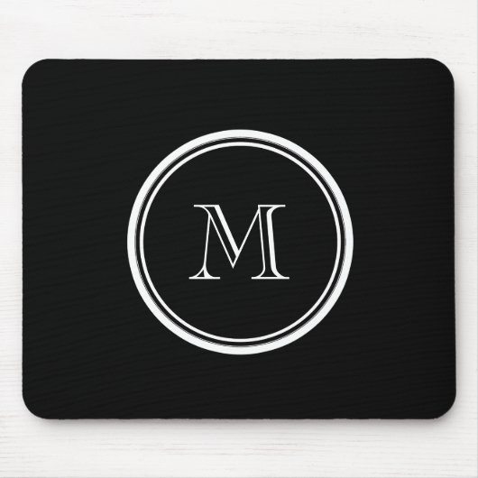 Monogramm-schwarze zuerstobere Grenze gefärbt Mousepad (Vorne)