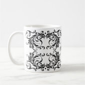 Monogramm-schwarzer Damast Kaffeetasse (Links)