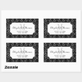 Monogramm schwarzer Damastrahmen aus Stadtgeschenk Rechteckiger Aufkleber (Blatt)