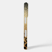 Monogramm Schwarzer Gold Glitter Leopardenprint Case-Mate iPhone Hülle (Rückseite / Rechts)