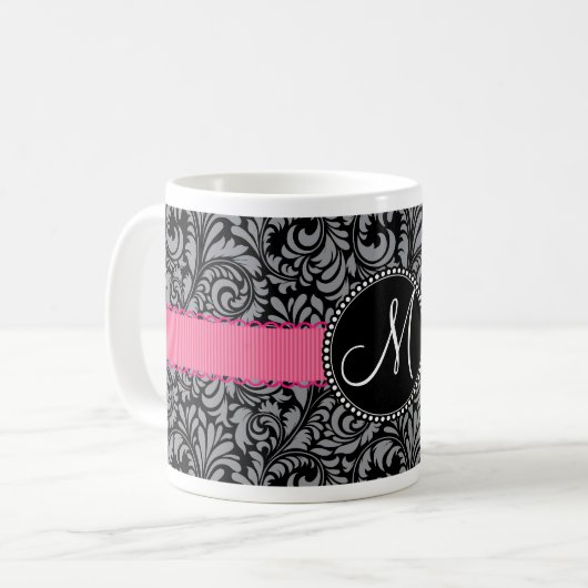 Monogramm-schwarzer grauer kaffeetasse (Vorderseite Links)