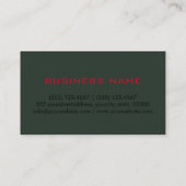 Monogramm Schwarzer grüner Hintergrund Visitenkarte (Rückseite)