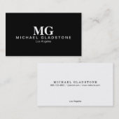 Monogramm Schwarzer Hintergrund Visitenkarte (Vorne/Hinten)