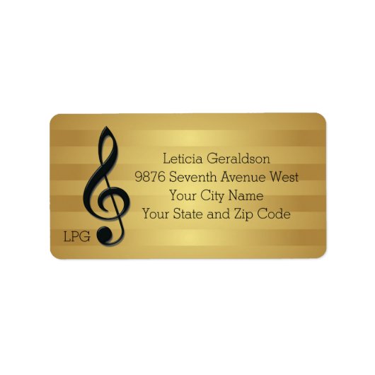 Monogramm Schwarzer Kleber auf goldenen Streifen Adressaufkleber (Vorne)