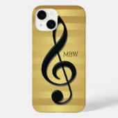 Monogramm Schwarzer Kleber auf goldenen Streifen Case-Mate iPhone Hülle (Rückseite)