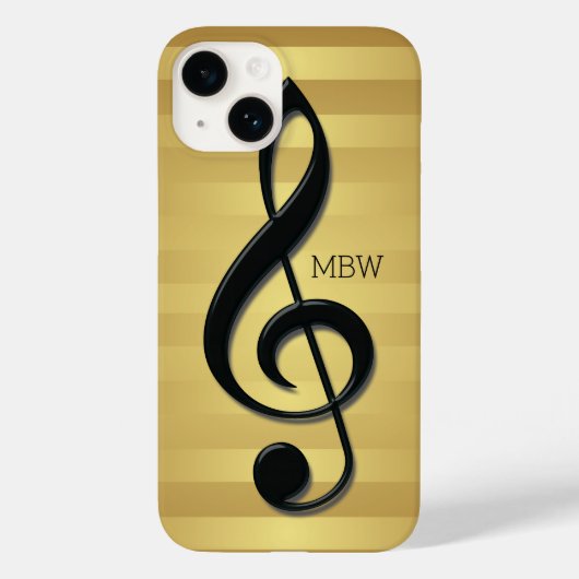 Monogramm Schwarzer Kleber auf goldenen Streifen Case-Mate iPhone Hülle (Rückseite)