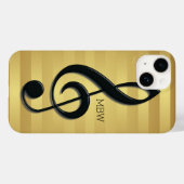 Monogramm Schwarzer Kleber auf goldenen Streifen Case-Mate iPhone Hülle (Rückseite (Horizontal))