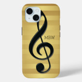Monogramm Schwarzer Kleber auf goldenen Streifen Case-Mate iPhone Hülle (Rückseite)