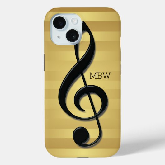 Monogramm Schwarzer Kleber auf goldenen Streifen Case-Mate iPhone Hülle (Rückseite)