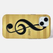 Monogramm Schwarzer Kleber auf goldenen Streifen Case-Mate iPhone Hülle (Rückseite (Horizontal))