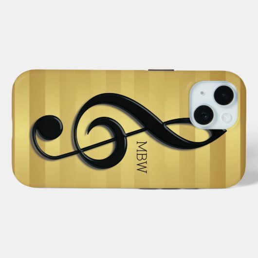 Monogramm Schwarzer Kleber auf goldenen Streifen Case-Mate iPhone Hülle (Rückseite (Horizontal))