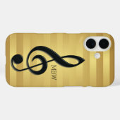 Monogramm Schwarzer Kleber auf goldenen Streifen Case-Mate iPhone Hülle (Rückseite (Horizontal))