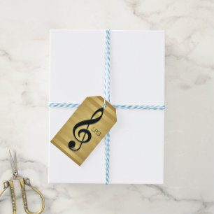 Monogramm Schwarzer Kleber auf goldenen Streifen Geschenkanhänger