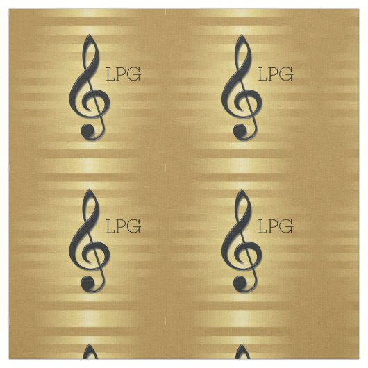 Monogramm Schwarzer Kleber auf goldenen Streifen Stoff (Muster)