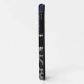 Monogramm schwarzer Leopardenmarineblau-Glitzer Case-Mate iPhone Hülle (Hinten/Links)