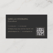 Monogramm Schwarzer QR-Code Professional Visitenkarte (Rückseite)