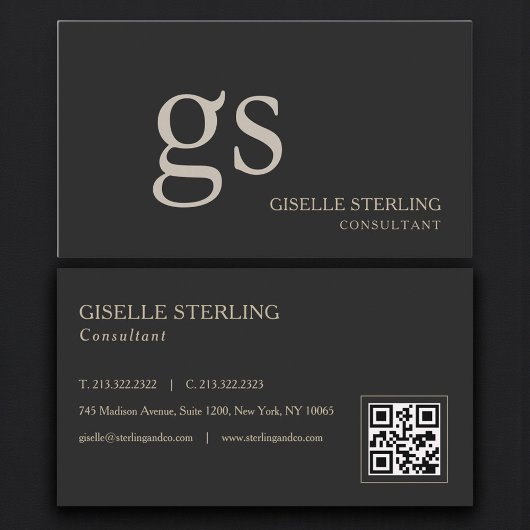 Monogramm Schwarzer QR-Code Professional Visitenkarte
