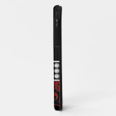 Monogramm-schwarzer roter Damast iPhone 5 Case-Mate iPhone Hülle (Hinten/Links)