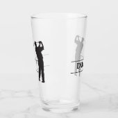Monogramm-schwarzer Silhouette-Golfspieler Glas (Links)