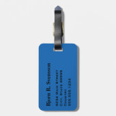 Monogramm Schwarzer Streifen auf Türkisblau Gepäckanhänger (Rückseite vertikal)