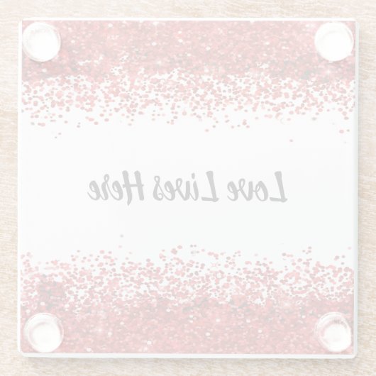 Monogramm - Schwarzer Text auf Weiß mit rotem Glit Glasuntersetzer (Rückseite)