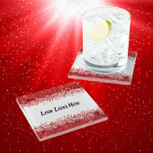 Monogramm - Schwarzer Text auf Weiß mit rotem Glit Glasuntersetzer