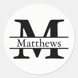 Monogramm Schwarzer und weißer Name - Circle Aufkl Runder Aufkleber