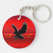 Monogramm, Schwarzes Adlerlogo auf rotem Chromeffe Schlüsselanhänger (Rückseite)