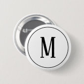 Monogramm-Schwarzes auf weißem rundem Knopf Button (Vorne & Hinten)