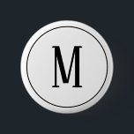 Monogramm-Schwarzes auf weißem rundem Knopf Button<br><div class="desc">Ein runder Knopf mit einem schwarzen Monogramm auf einem weißen Hintergrund. Fertigen Sie den Knopf mit Ihrer eigenen Initiale oder Initialen,  Farben,  unter anderen Wahlen besonders an.</div>