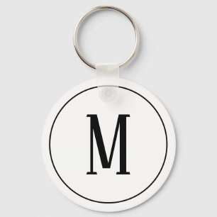 Monogramm-Schwarzes auf weißem Schlüsselanhänge Schlüsselanhänger