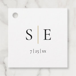 Monogramm Schwarzes Gold Elegante Hochzeit Geschenkanhänger