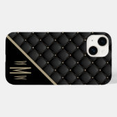 Monogramm Schwarzes Gold gequiltet Case-Mate iPhone Hülle (Rückseite (Horizontal))