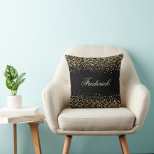 Monogramm Schwarzes Gold Leopardendruck Glitter-Ov