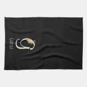 Monogramm schwarzes Küchentuch als Einzugsgeschenk (Horizontal)