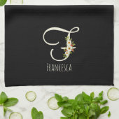 Monogramm schwarzes Küchentuch als Einzugsgeschenk (Gefaltet)