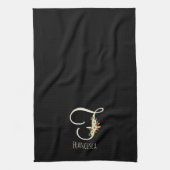 Monogramm schwarzes Küchentuch als Einzugsgeschenk (Vertikal)