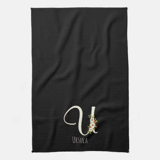 Monogramm schwarzes Küchentuch als Einzugsgeschenk (Vertikal)